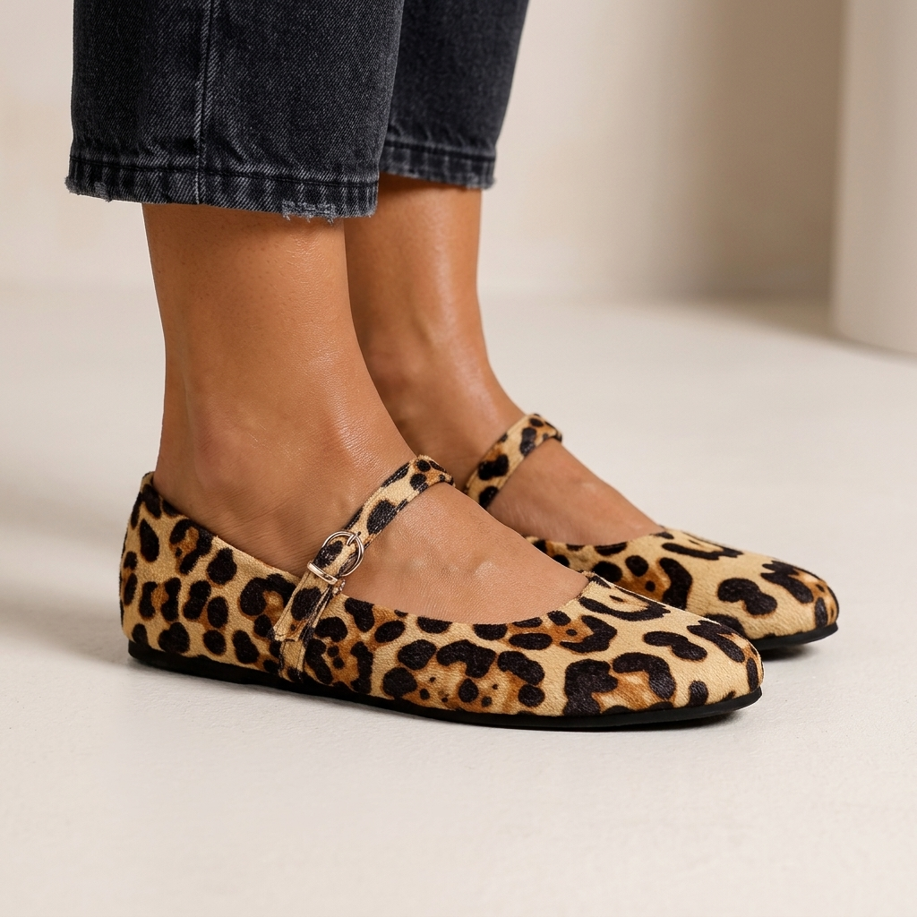 Daphne Leopard Mary Jane Flats
