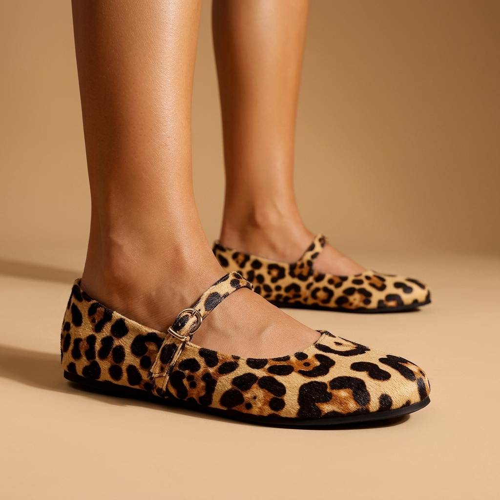 Daphne Leopard Mary Jane Flats