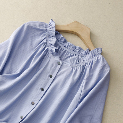 Anna Pleated Linen Blouse