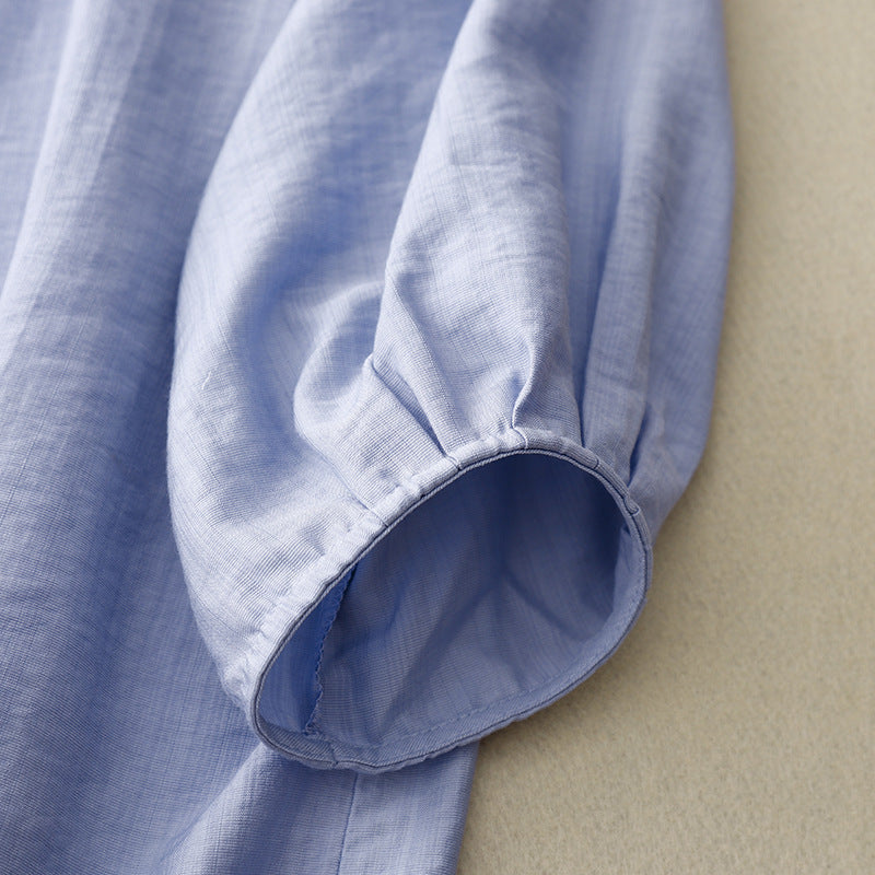 Anna Pleated Linen Blouse