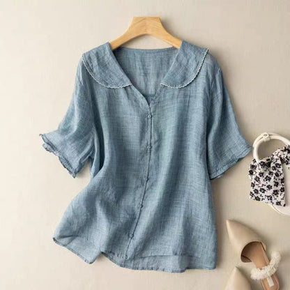 Alena Petal Linen Blouse