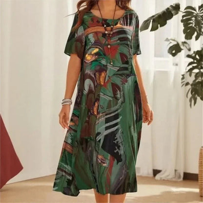 Indigo Abstract Brushstroke Dress