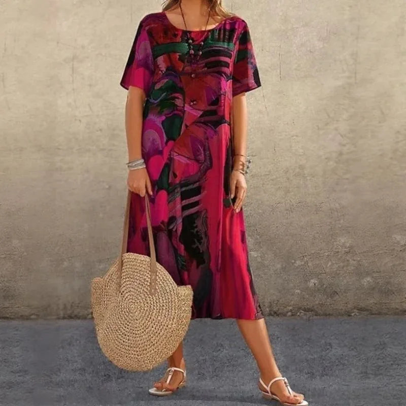 Indigo Abstract Brushstroke Dress