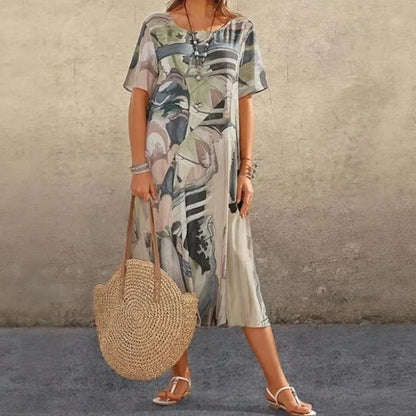 Indigo Abstract Brushstroke Dress