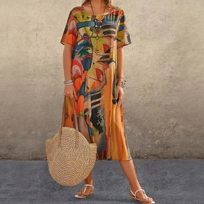 Saffron Abstract Print Midi Dress