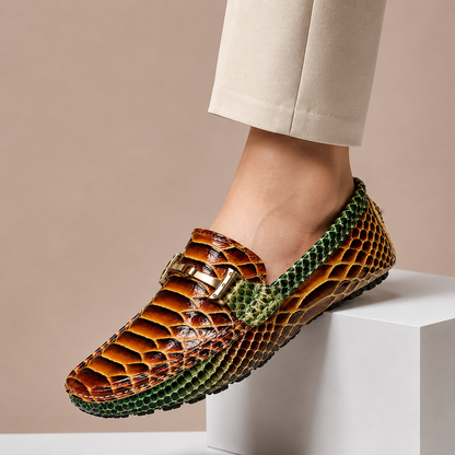 Enrico Embossed Leather Loafers