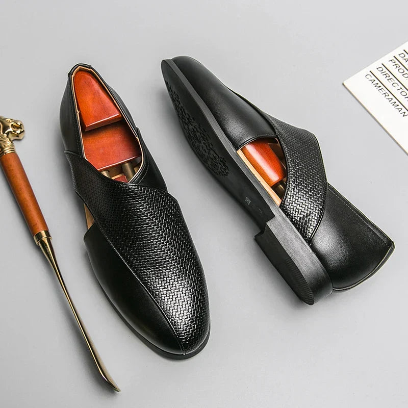 Enzo Woven Leather Loafers