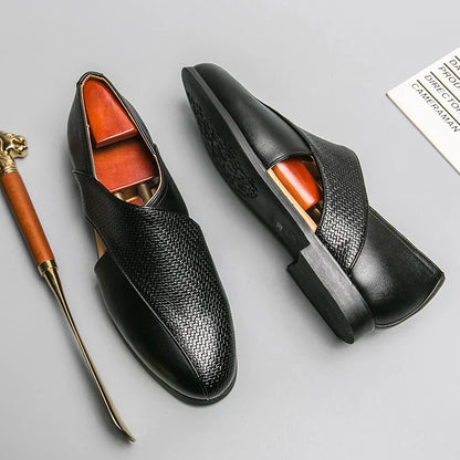 Enzo Woven Leather Loafers