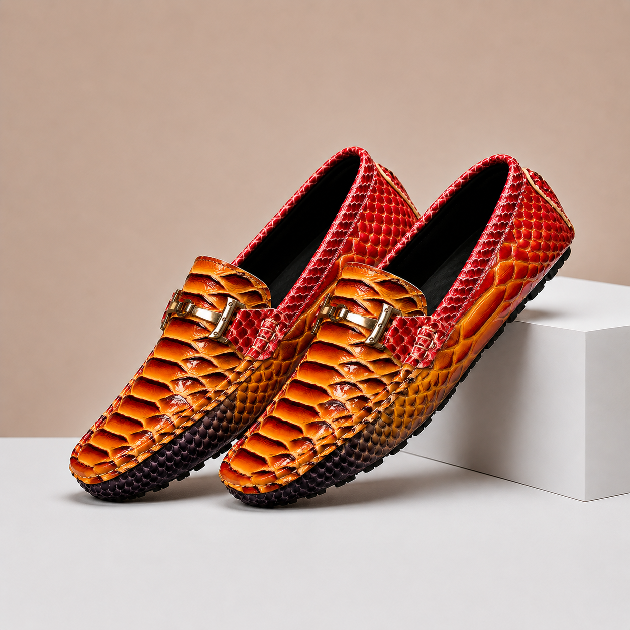 Enrico Embossed Leather Loafers