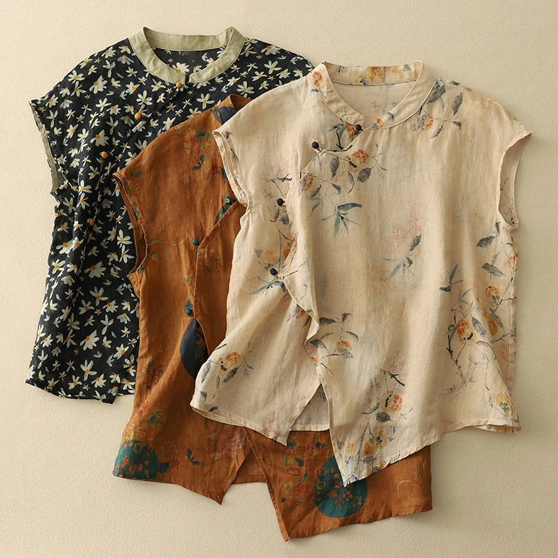 Adele Linen  Florals Blouse
