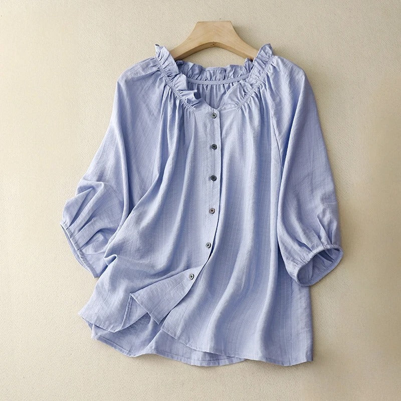 Anna Pleated Linen Blouse