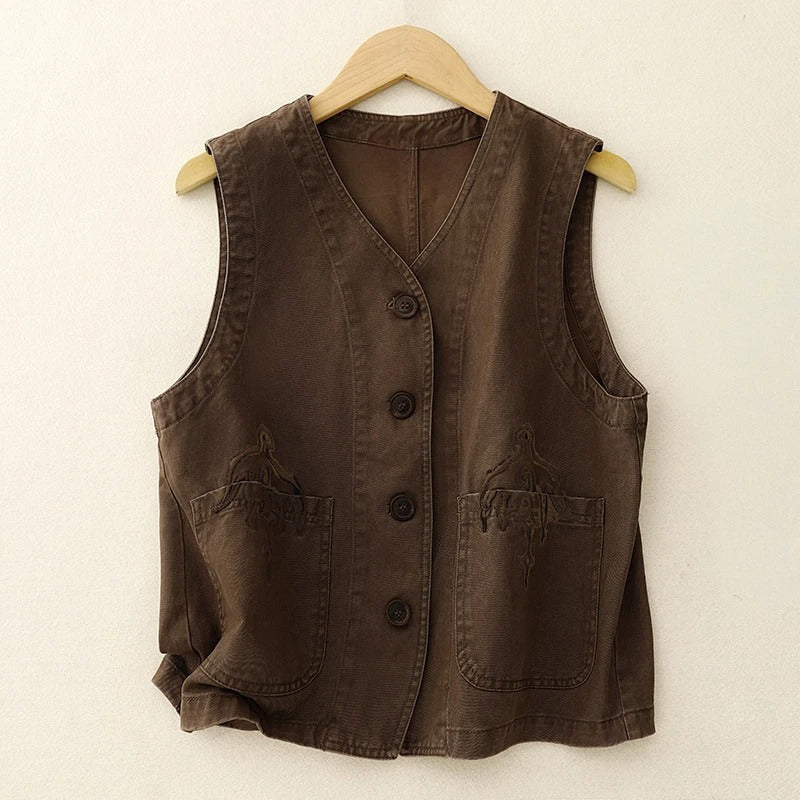 Clay Thread Linen Vest