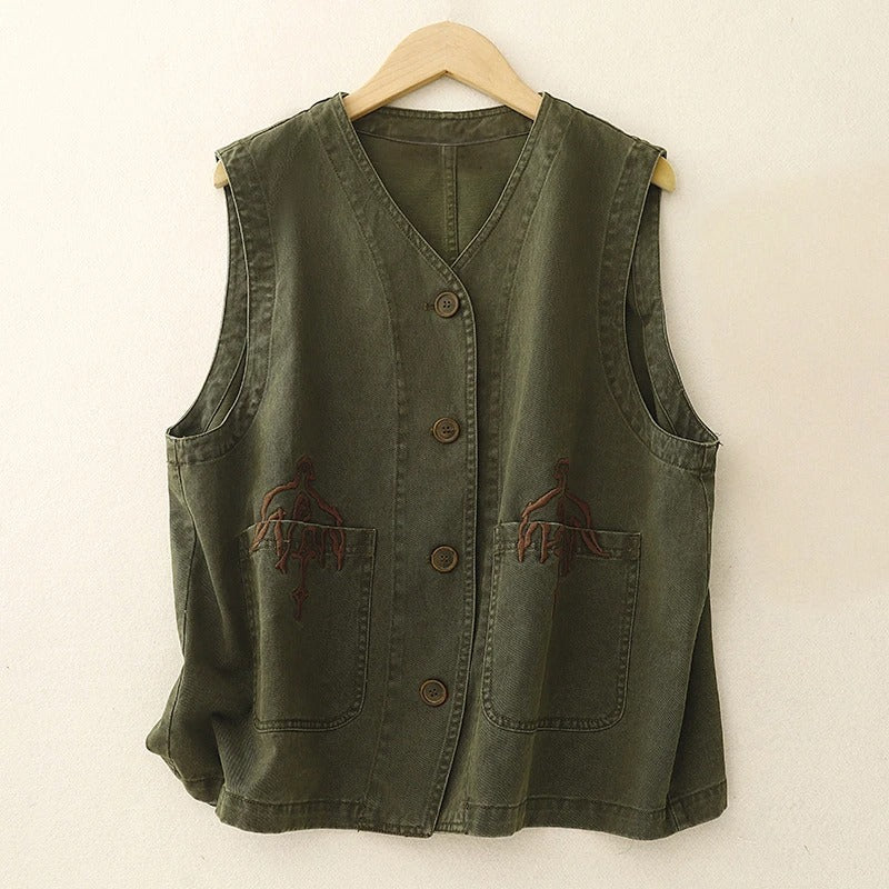 Clay Thread Linen Vest