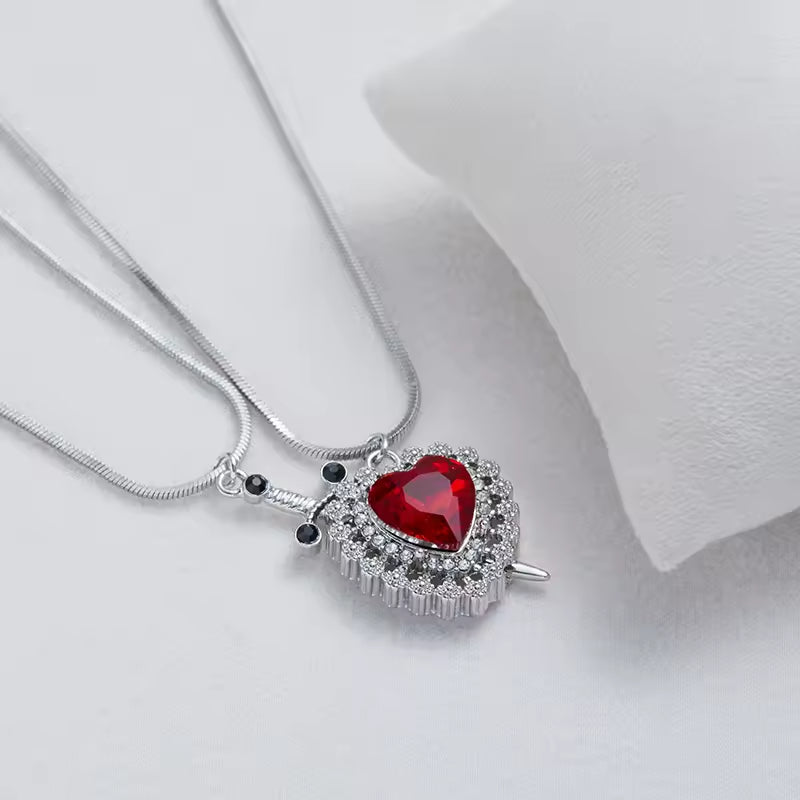 Heart and Sword Couple Necklace