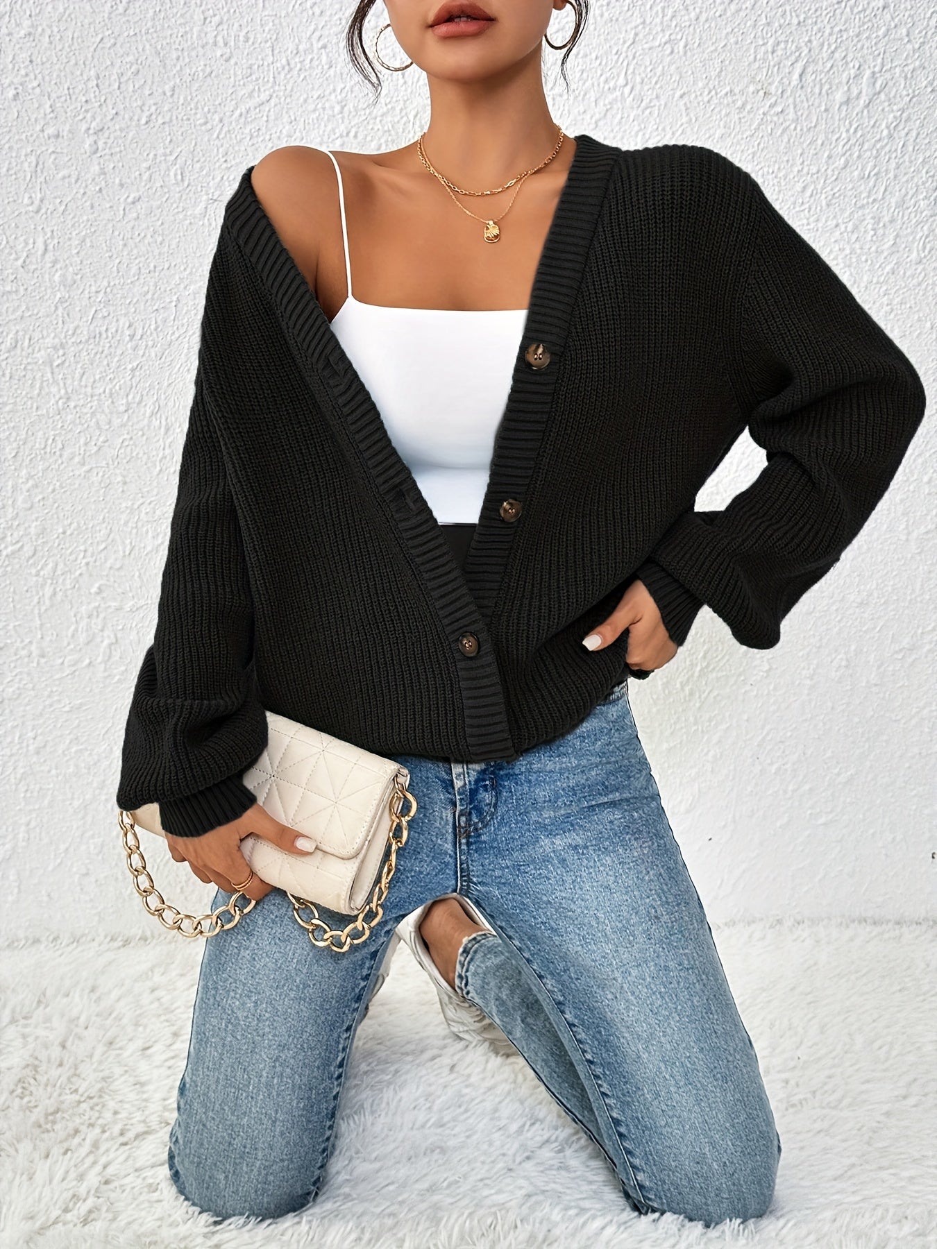 Patterned Elegance Knitted Cardigan