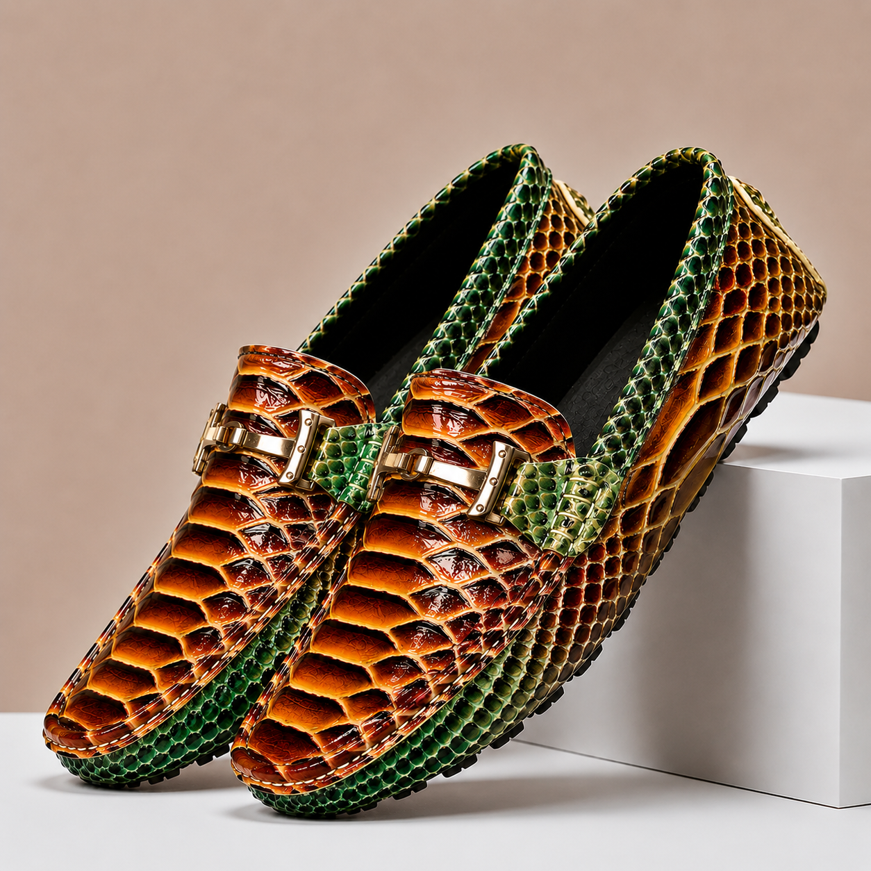 Enrico Embossed Leather Loafers