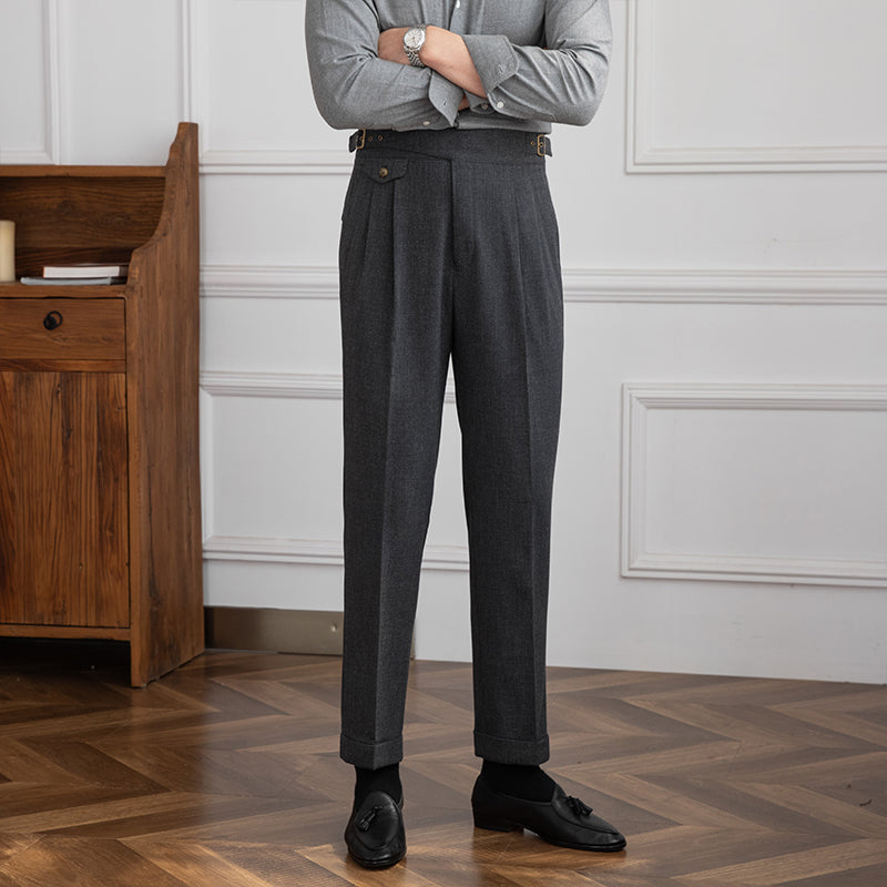 Porto Textured Pleated Trousers