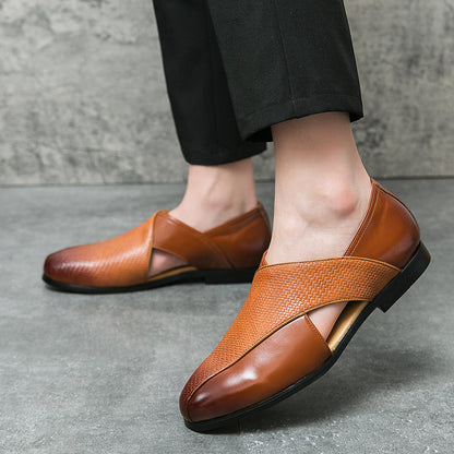 Enzo Woven Leather Loafers