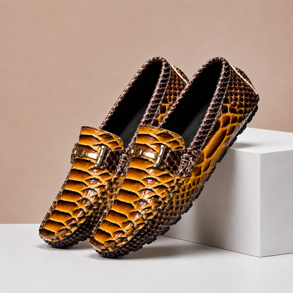 Enrico Embossed Leather Loafers