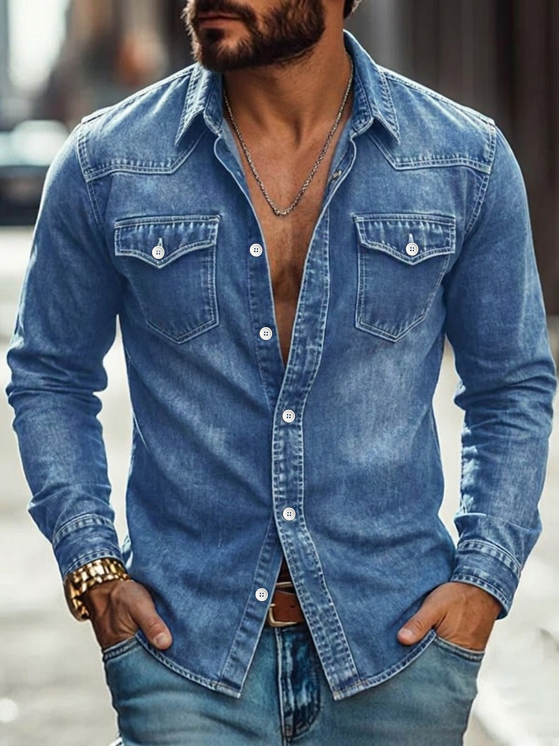 Wade Washed Denim Work Shirt