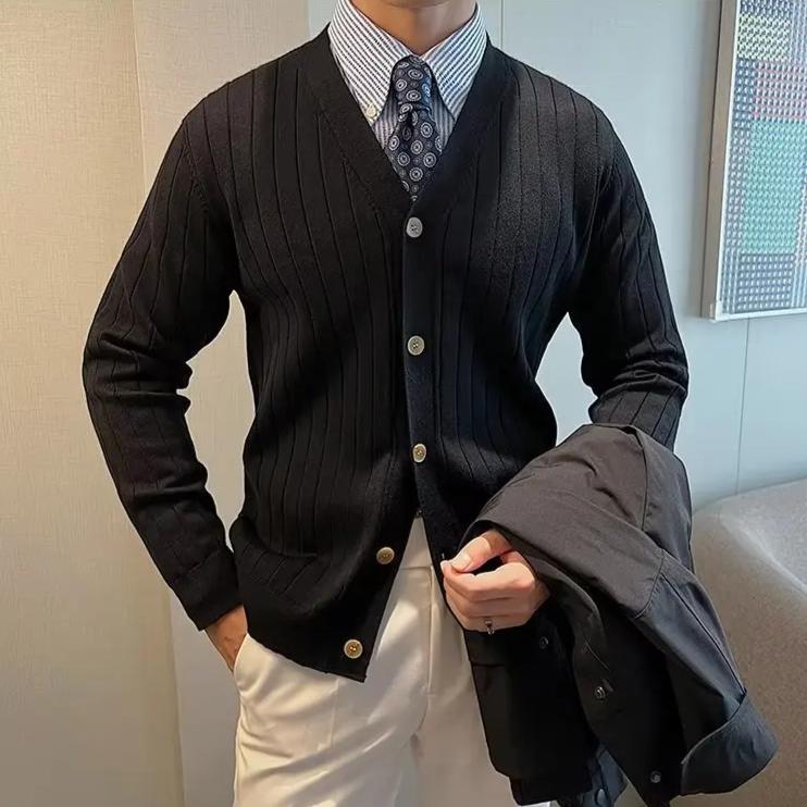 Adrian Ribbed Italian Cardigan