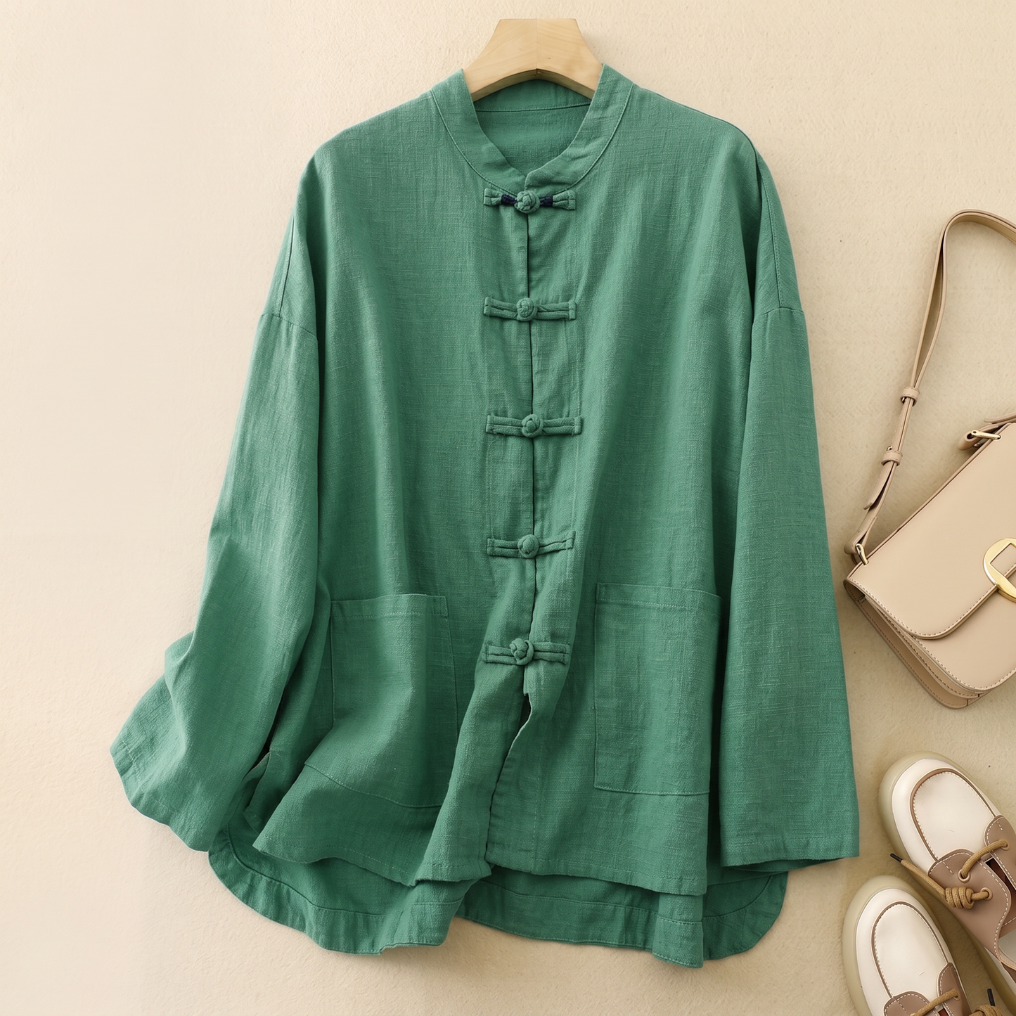 Mei Frog Button Linen Blouse