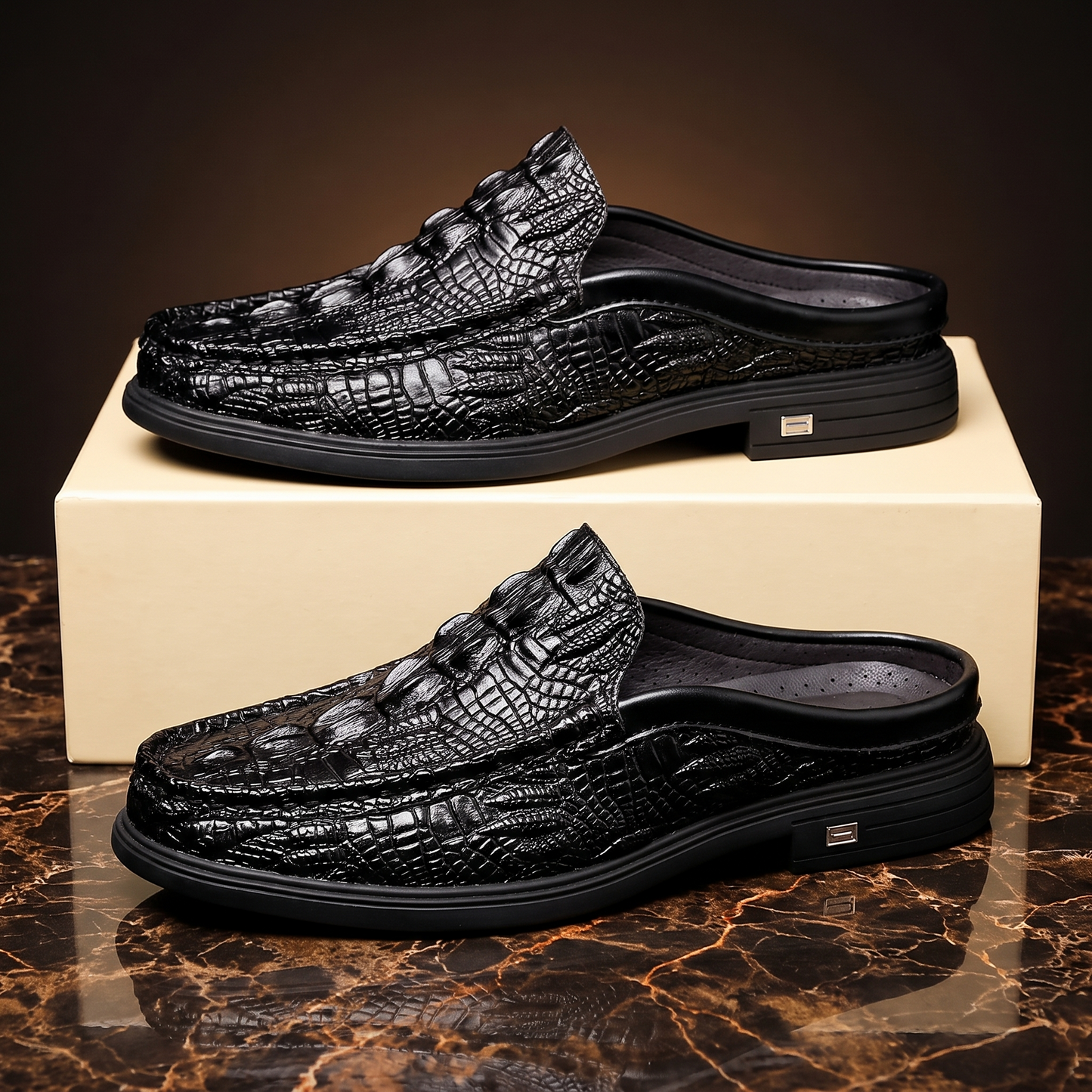 Salvatore Croc Embossed Mules