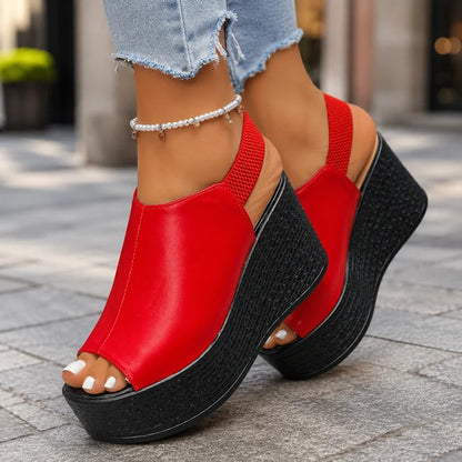 Delphine Leather Wedge Sandals