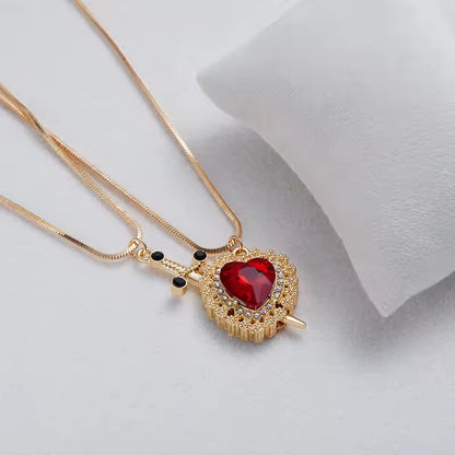 Heart and Sword Couple Necklace