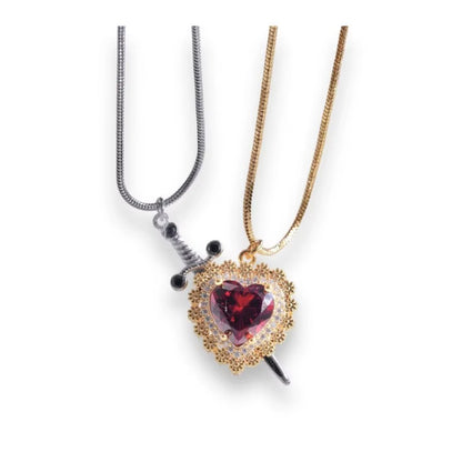 Heart and Sword Couple Necklace