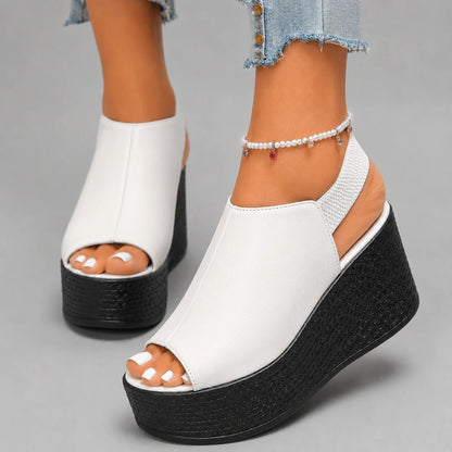 Delphine Leather Wedge Sandals
