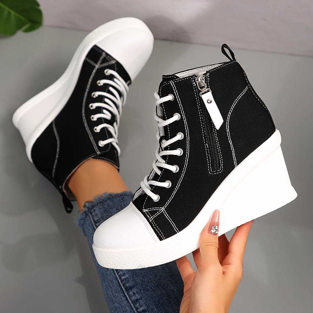 Lena Canvas Wedge Sneakers