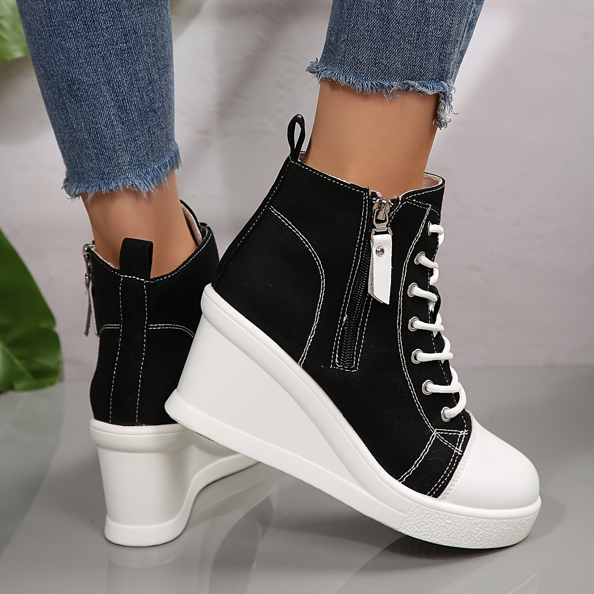 Lena Canvas Wedge Sneakers