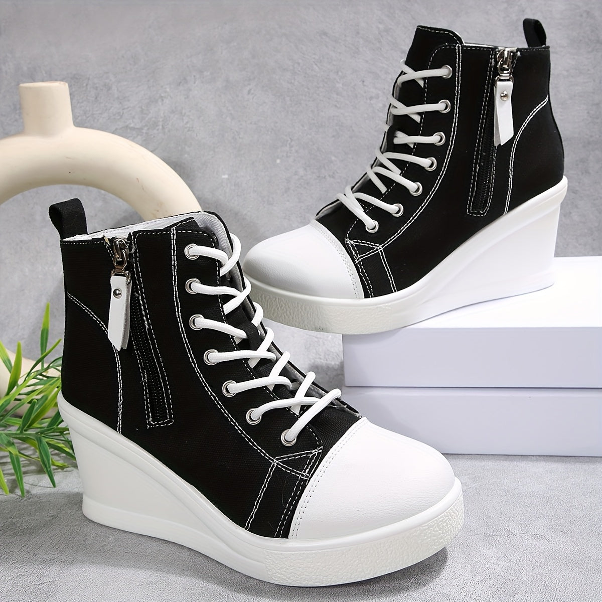 Lena Canvas Wedge Sneakers