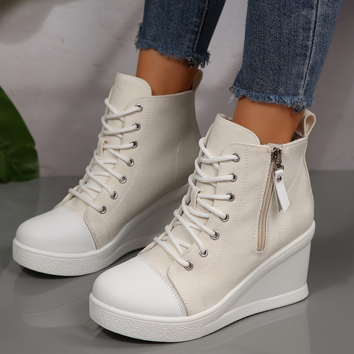Lena Canvas Wedge Sneakers