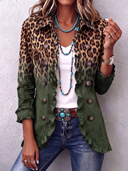 Esme Leopard Ruffle Blazer