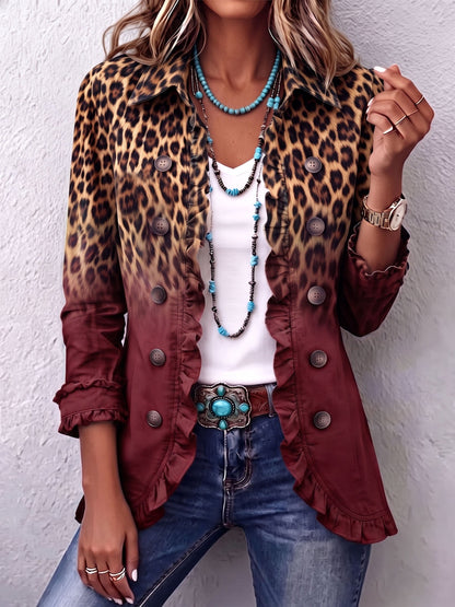 Esme Leopard Ruffle Blazer