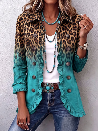 Esme Leopard Ruffle Blazer