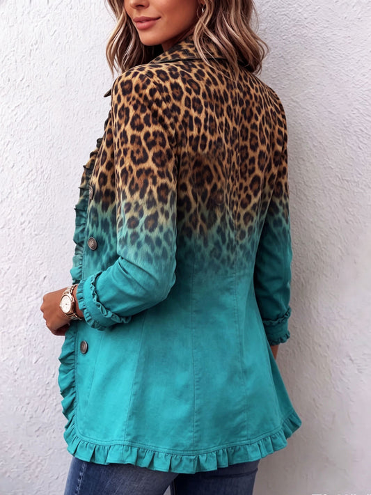 Esme Leopard Ruffle Blazer