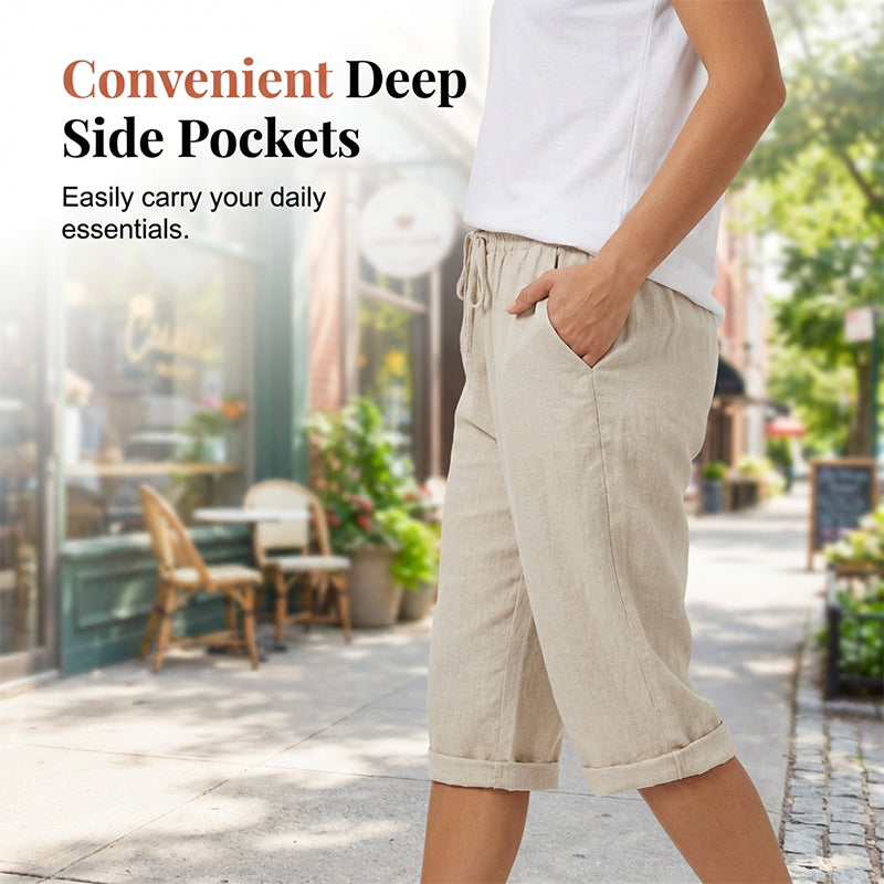 Luna Linen Cropped Joggers