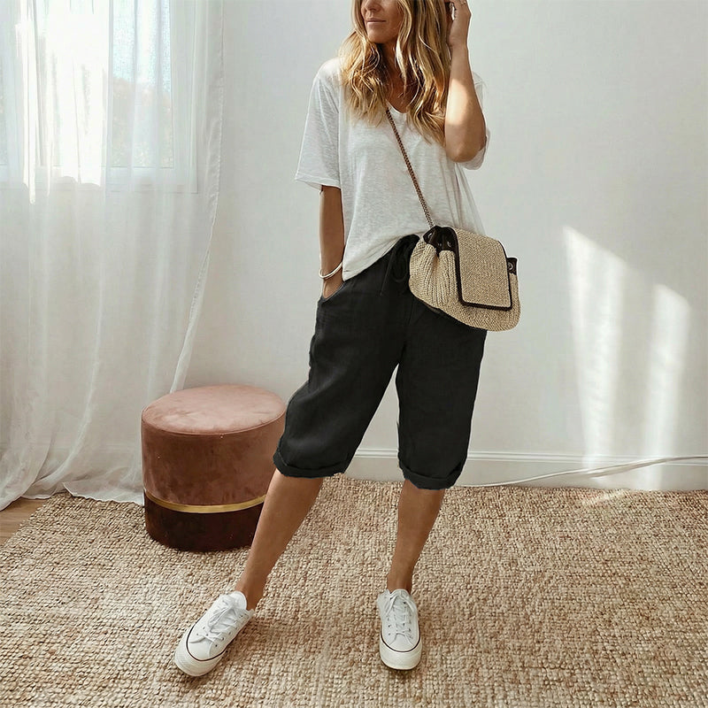 Luna Linen Cropped Joggers