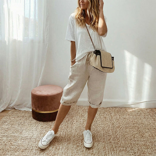 Luna Linen Cropped Joggers