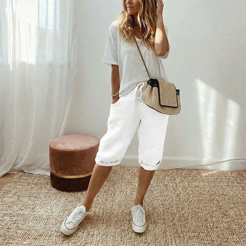 Luna Linen Cropped Joggers