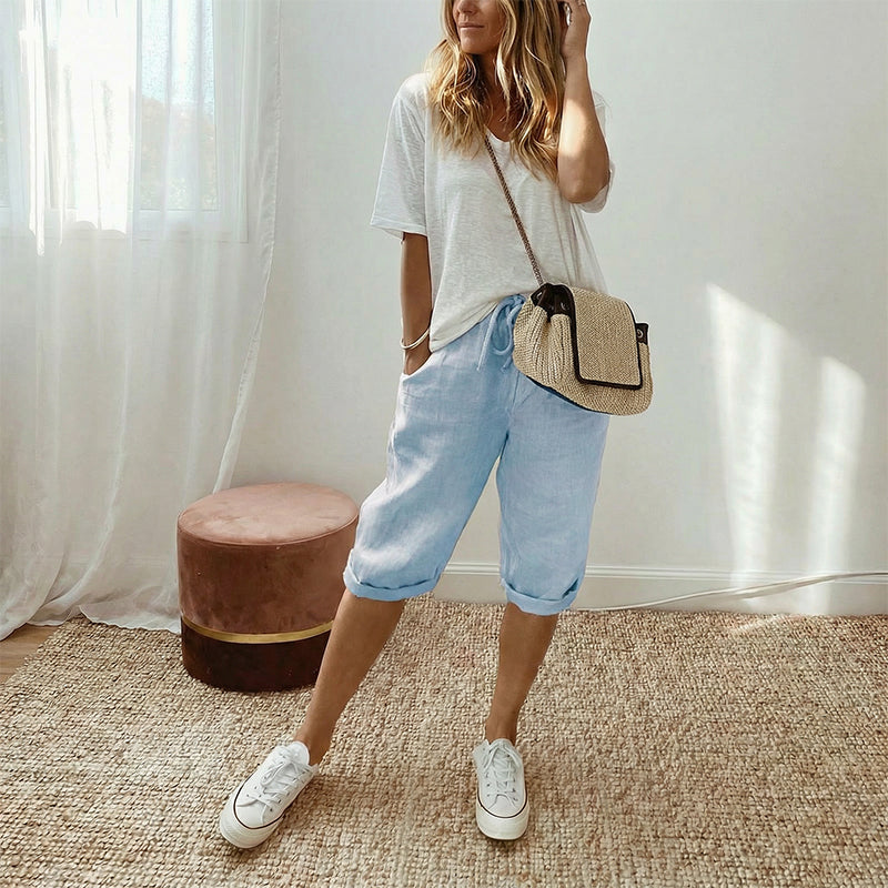 Luna Linen Cropped Joggers