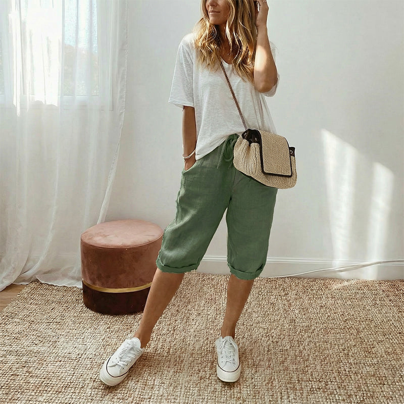 Luna Linen Cropped Joggers