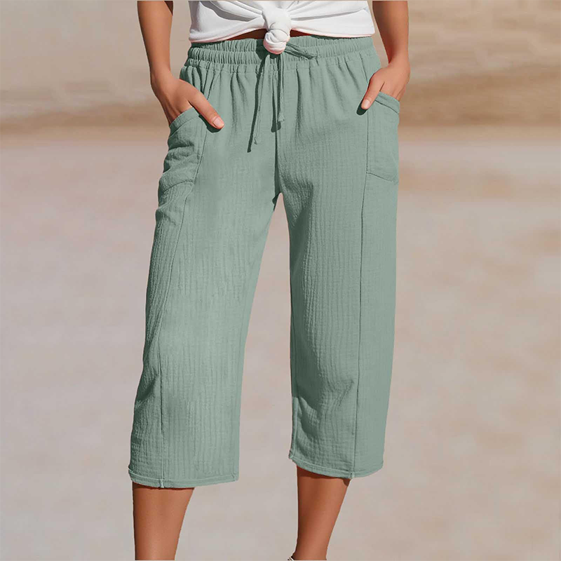 Celine Cotton-Linen Cropped Trousers