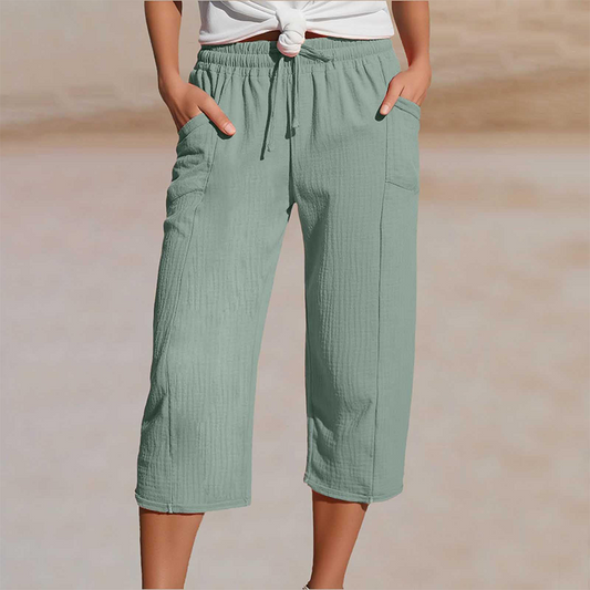 Celine Cotton-Linen Cropped Trousers