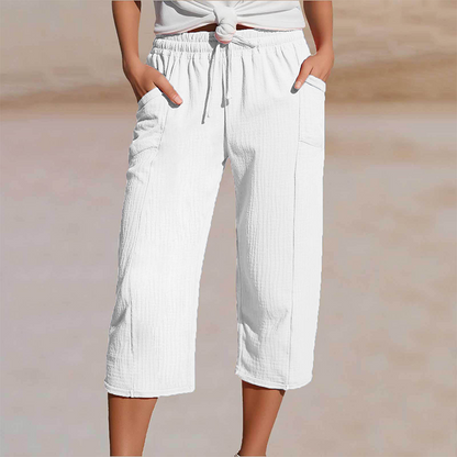 Celine Cotton-Linen Cropped Trousers