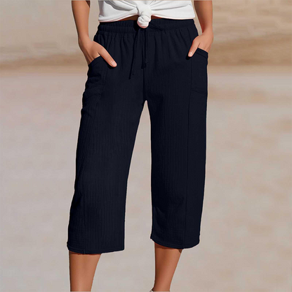 Celine Cotton-Linen Cropped Trousers
