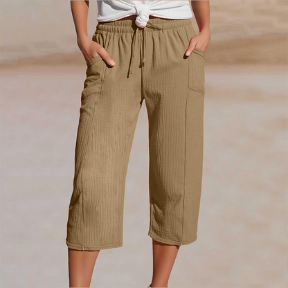 Celine Cotton-Linen Cropped Trousers
